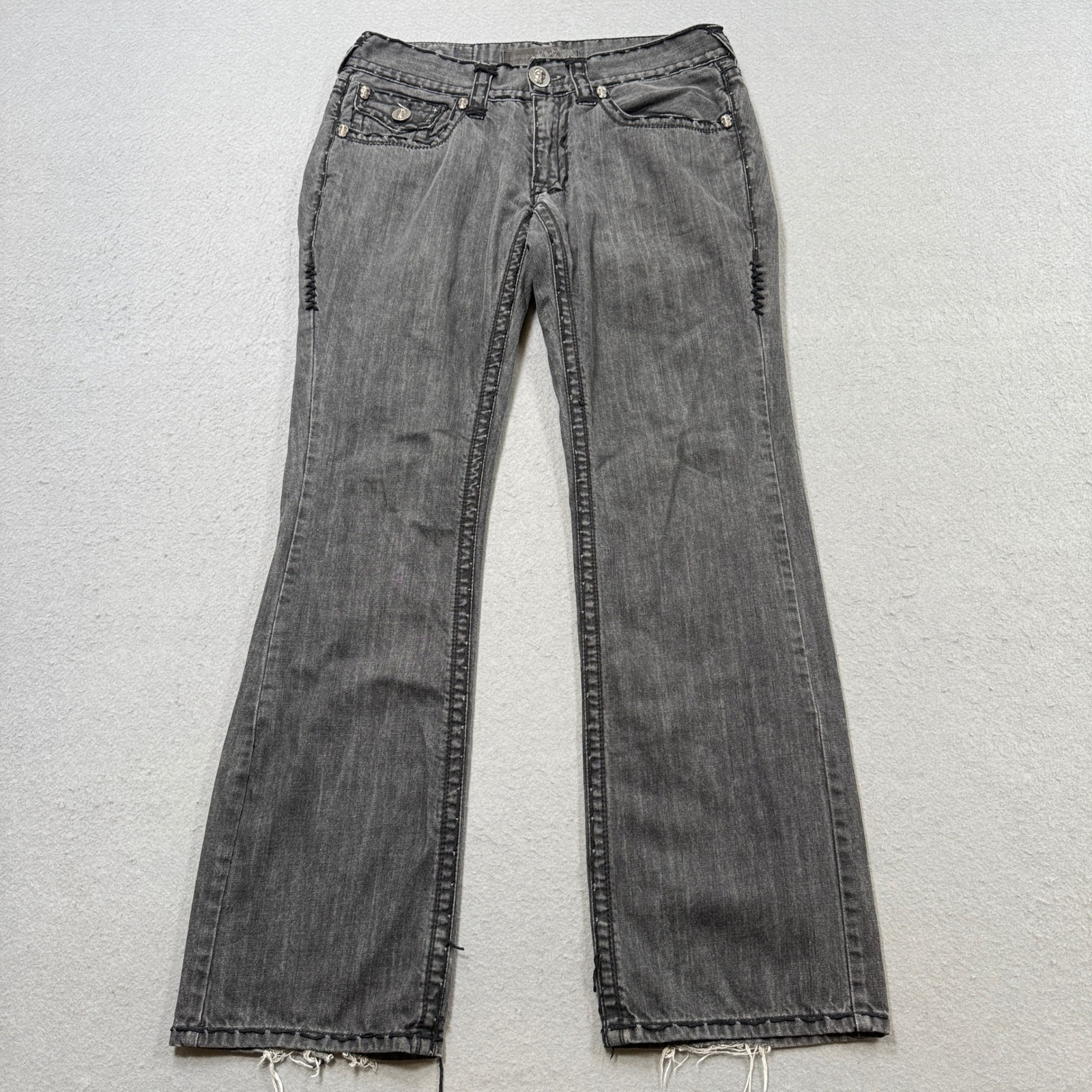 Y2k Laguna Beach Jeans Size 33 Black Faded Bootcut Designer Skulls Grunge Usa